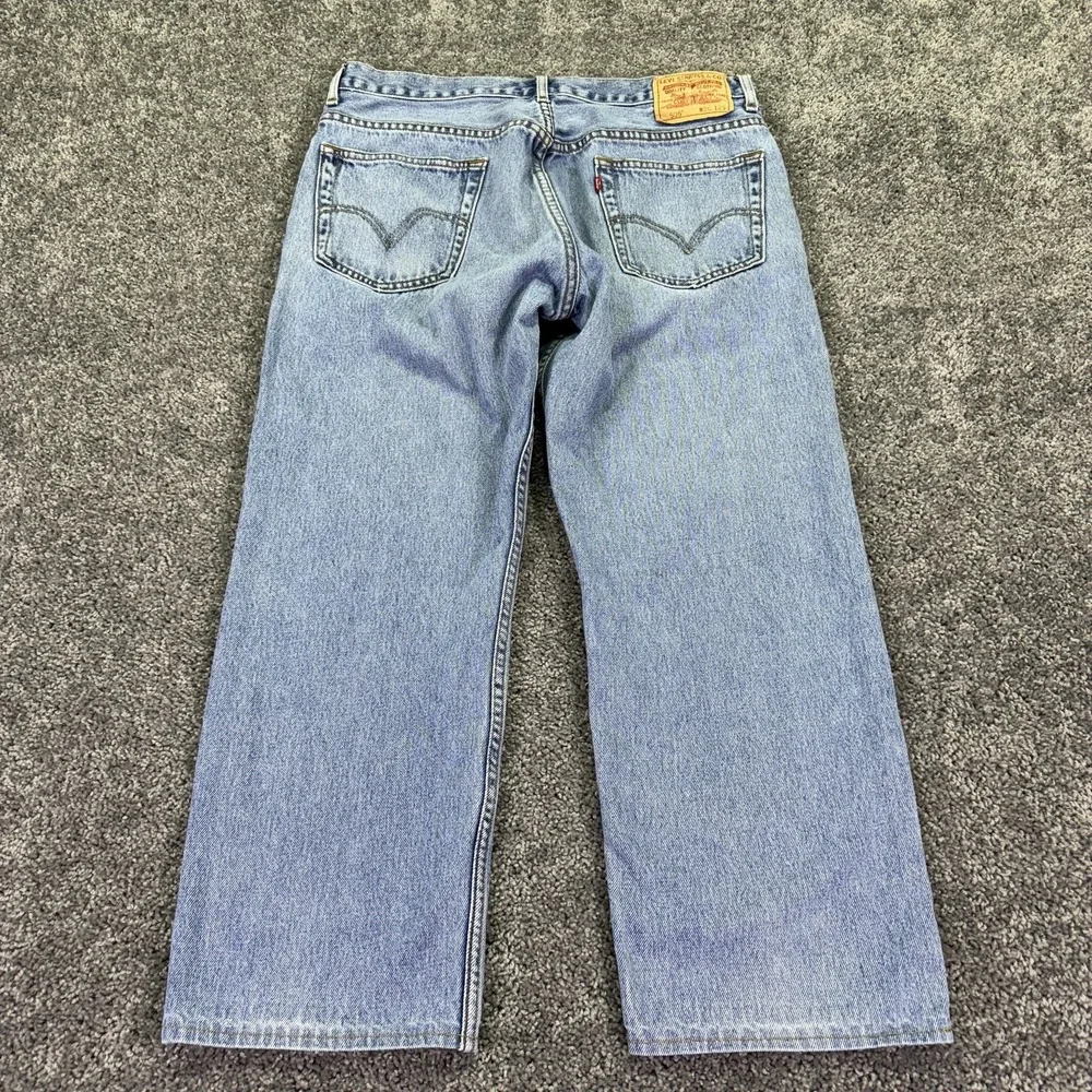 Vtg Levis 505 Jeans Mens 36x25 Blue Regular Straight Denim Light Wash Logo Work
